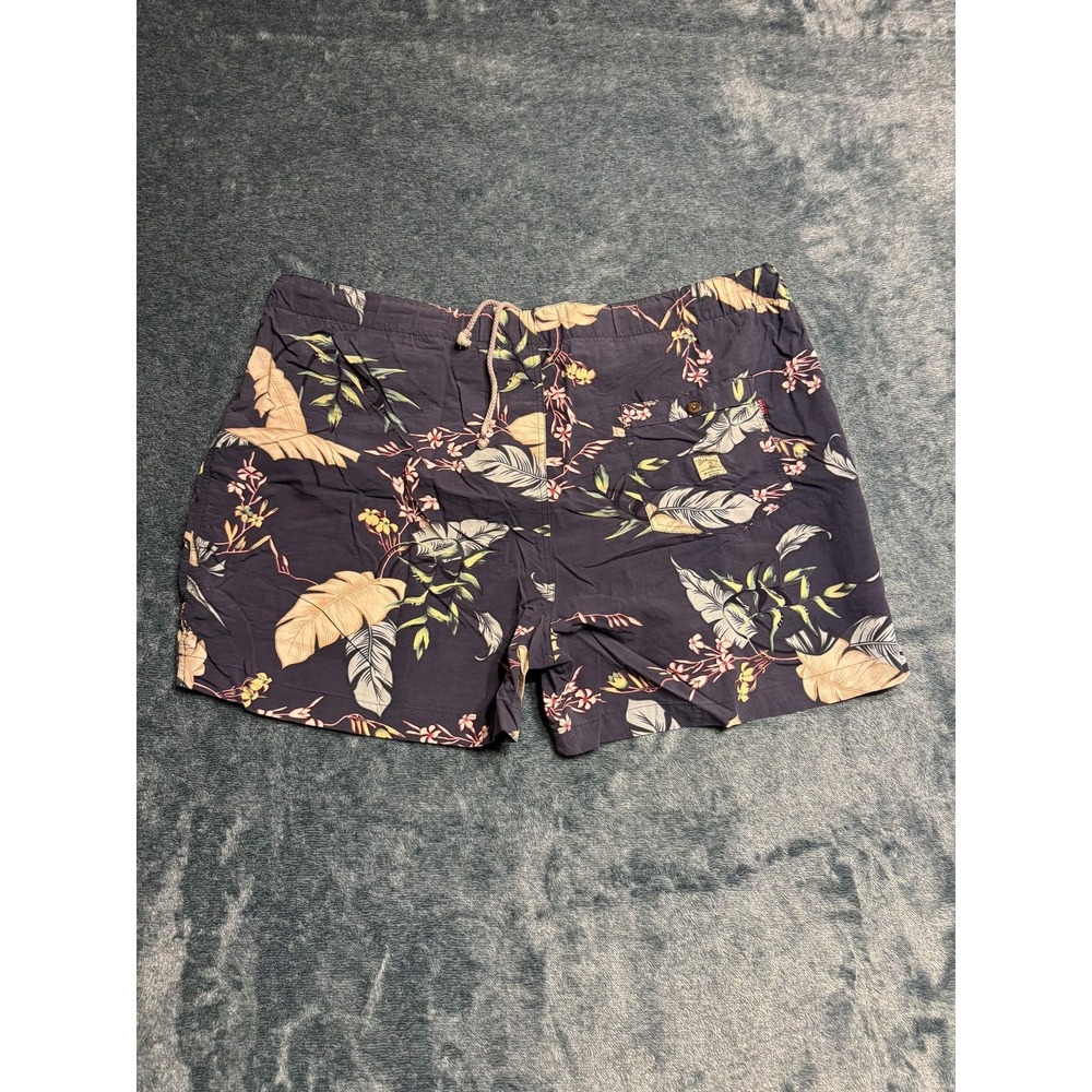 Tommy Bahama Men XL Navy Blue Floral Tropical Nylon Swim Trunks Shorts